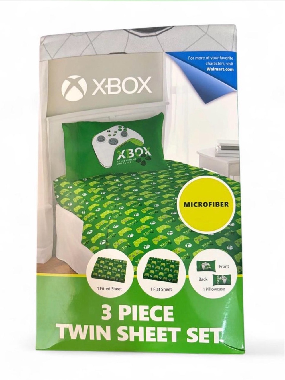 Xbox Green Microfiber 3-Piece Twin Sheet Set